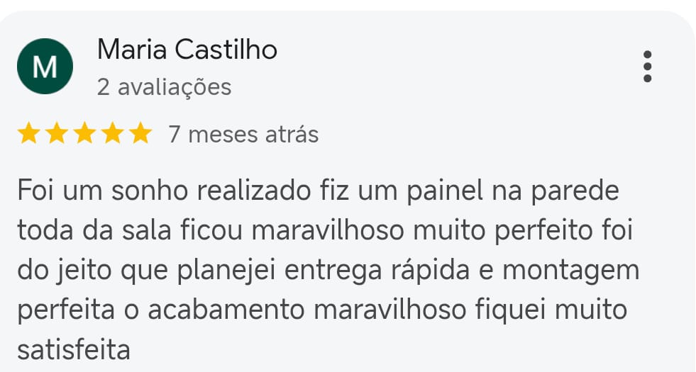 Avaliação de Maria Castilho no Google