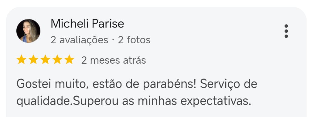 Avaliação de Micheli Parise no Google